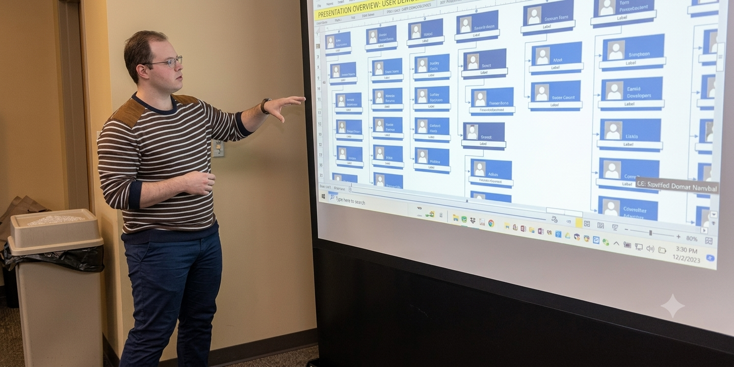 EACOE-certified architect presenting deliverables to business leadership